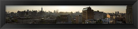 Framed High angle view of buildings in a city at dawn, Manhattan, New York City, New York State, USA Print