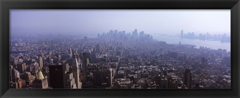 Framed Hazy view of Manhattan Print