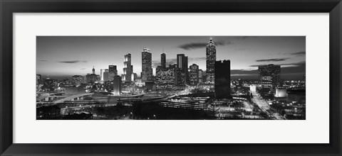 Framed Atlanta skyline in black and white, Georgia, USA Print