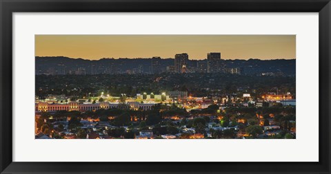 Framed Century City at dusk, Culver City, Los Angeles County, California Print