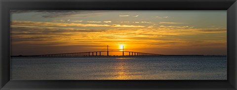 Framed Sunrise over Sunshine Skyway Bridge, Tampa Bay, Florida, USA Print