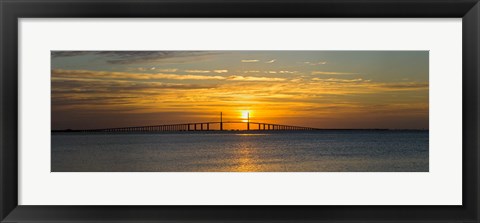 Framed Sunrise over Sunshine Skyway Bridge, Tampa Bay, Florida, USA Print