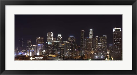 Framed Buildings lit up at night, Los Angeles, California, USA 2011 Print