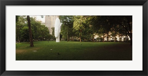 Framed Large head sculpture in a park, Madison Square Park, Madison Square, Manhattan, New York City, New York State, USA Print