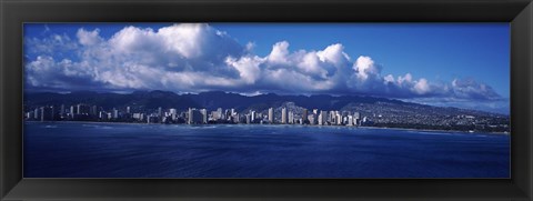 Framed City at the waterfront, Waikiki, Honolulu, Oahu, Hawaii, USA Print