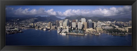 Framed Buildings at the waterfront, Honolulu, Hawaii, USA Print