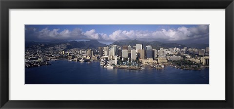 Framed Buildings at the waterfront, Honolulu, Hawaii, USA Print