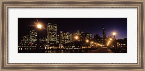 Framed San Francisco Skyline at Night Print