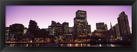 Framed San Francisco Waterfront Lit Up at Dusk, California, USA Print