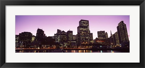 Framed San Francisco Waterfront Lit Up at Dusk, California, USA Print