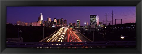 Framed Light streaks of vehicles on highway at dusk, Philadelphia, Pennsylvania, USA Print