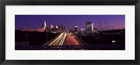 Framed Light streaks of vehicles on highway at dusk, Philadelphia, Pennsylvania, USA Print