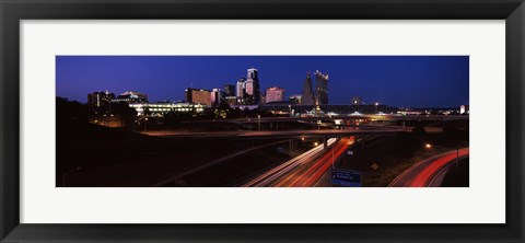 Framed Highway interchange and skyline at dusk, Kansas City, Missouri, USA Print