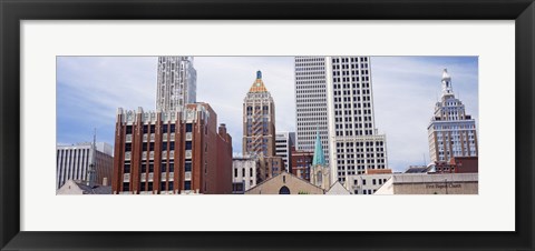 Framed Low angle view of downtown skyline, Tulsa, Oklahoma Print