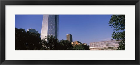 Framed Low angle view of the Devon Tower and Crystal Bridge Tropical Conservatory, Oklahoma City, Oklahoma, USA Print