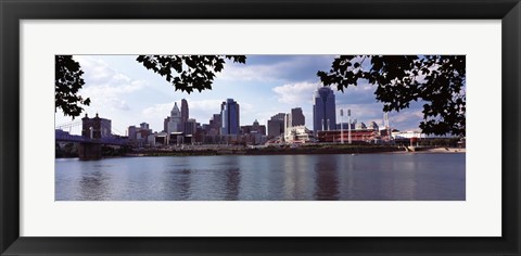 Framed City at the waterfront, Ohio River, Cincinnati, Hamilton County, Ohio Print