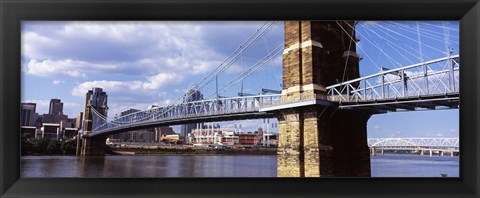 Framed John A. Roebling Bridge across the Ohio River, Cincinnati, Ohio Print