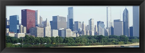 Framed City skyline with Lake Michigan and Lake Shore Drive in foreground, Chicago, Illinois, USA Print