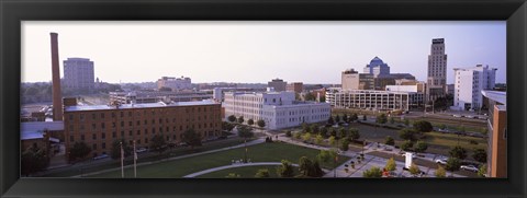 Framed High angle view of buildings in a city, Durham, Durham County, North Carolina, USA Print