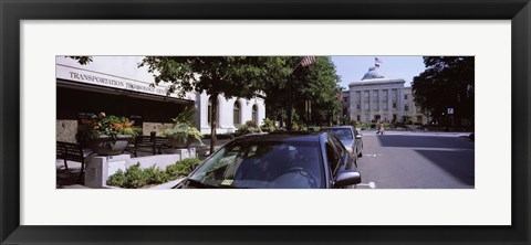 Framed Cars parked in front of Transportation Technology Center, Raleigh, Wake County, North Carolina, USA Print