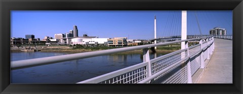 Framed Bridge across a river, Bob Kerrey Pedestrian Bridge, Missouri River, Omaha, Nebraska, USA Print