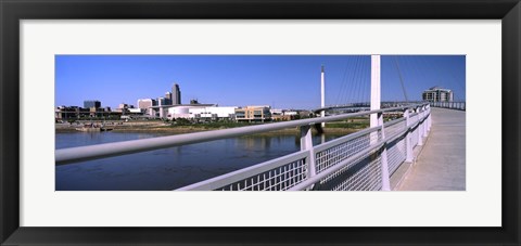 Framed Bridge across a river, Bob Kerrey Pedestrian Bridge, Missouri River, Omaha, Nebraska, USA Print