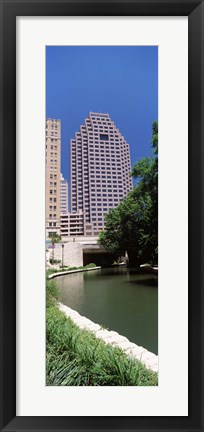 Framed Buildings at the waterfront, Weston Centre, NBC Plaza, San Antonio, Texas, USA Print