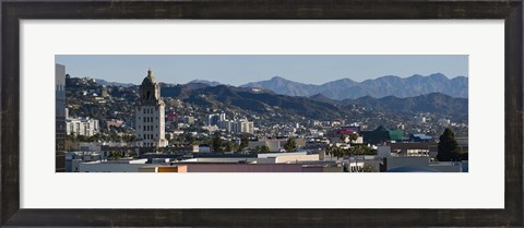 Framed High angle view of Beverly Hills, West Hollywood, Hollywood Hills, California Print