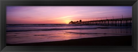 Framed Pier in the pacific ocean at dusk, San Diego, California Print