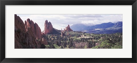 Framed Rock formations on a landscape, Garden of The Gods, Colorado Springs, Colorado Print