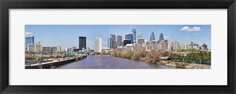 Framed Skyscrapers in a city, Liberty Tower, Comcast Center, Philadelphia, Pennsylvania, USA Print