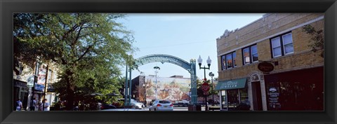 Framed Street scene, Lincoln Square, Chicago, Cook County, Illinois, USA Print