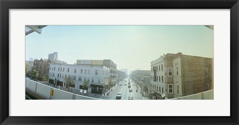 Framed City viewed from a railroad platform, Lakeview, Chicago, Cook County, Illinois, USA Print