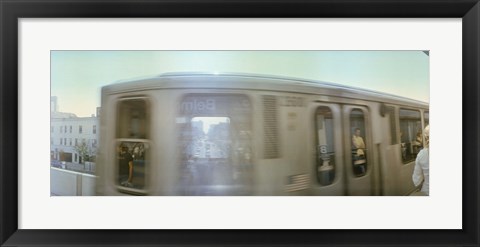 Framed Train entering into station platform, Chicago, Cook County, Illinois, USA Print