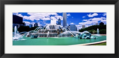 Framed Buckingham Fountain in Grant Park, Chicago, Cook County, Illinois, USA Print