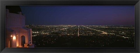 Framed View of a city at night, Griffith Park Observatory, Griffith Park, City Of Los Angeles, Los Angeles County, California, USA Print