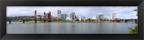 Framed Bridges with city skyline in the background, Hawthorne Bridge, Burnside Bridge, Willamette River, Portland, Oregon, USA 2010 Print