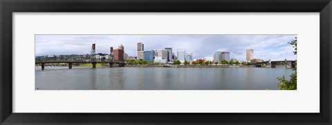 Framed Bridges with city skyline in the background, Hawthorne Bridge, Burnside Bridge, Willamette River, Portland, Oregon, USA 2010 Print