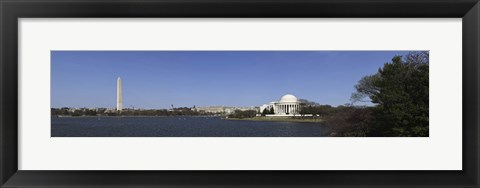 Framed Cherry blossom buds at Tidal Basin, Jefferson Memorial, Washington Monument, National Mall, Washington DC, USA Print