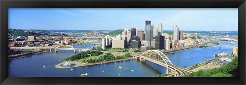 Framed Daytime Skyline With The Alleghany River, Pittsburgh, Pennsylvania, USA Print