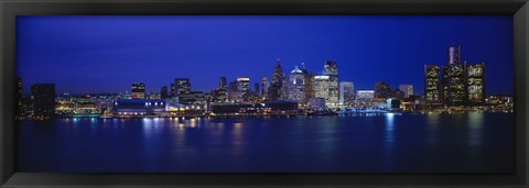 Framed USA, Michigan, Detroit, night Print