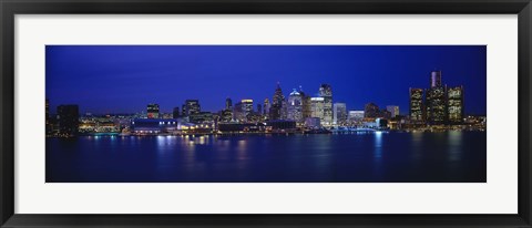 Framed USA, Michigan, Detroit, night Print