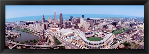 Framed Aerial View Of Jacobs Field, Cleveland, Ohio, USA Print