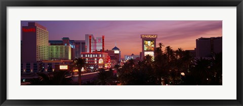 Framed Casinos At Twilight, Las Vegas, Nevada, USA Print