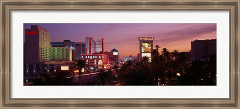 Framed Casinos At Twilight, Las Vegas, Nevada, USA Print