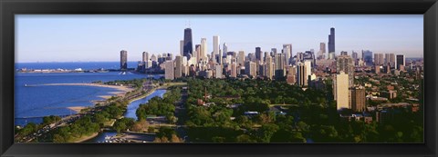 Framed Aerial View Of Skyline, Chicago, Illinois, USA Print