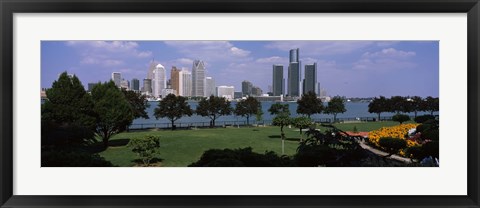 Framed Trees in a park with buildings in the background, Detroit, Wayne County, Michigan, USA Print