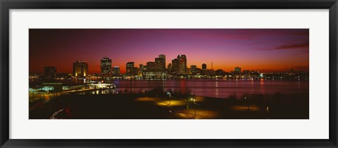 Framed Buildings lit up at night, New Orleans, Louisiana, USA Print