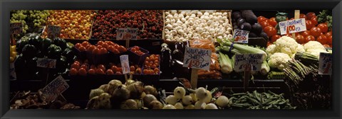 Framed Vegetables at Pike Place Market, Seattle, Washington Print