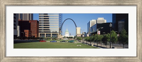 Framed Buildings in a city, Gateway Arch, Old Courthouse, St. Louis, Missouri, USA Print